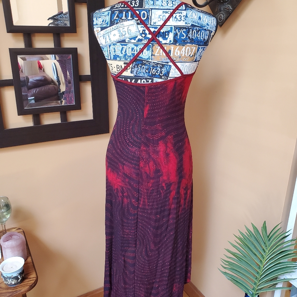 RAMPAGE Y2K RED & BLACK SPARKLY HI/LOW EVENING DRESS! - Picture 6 of 16